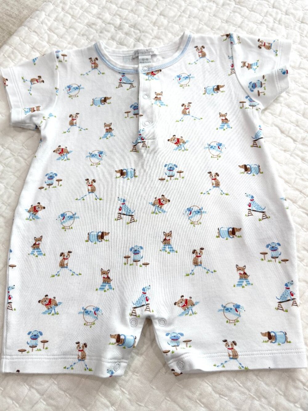 Kissy Kissy Puppy Adventure Play Short Playsuit, size 12-18M, Runs Small